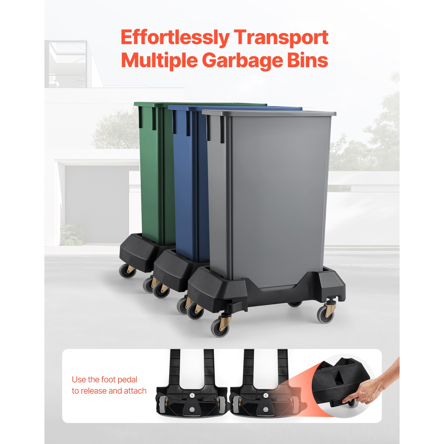 Slim Trash Can Dolly For 16 And 23 Gallon Bins Heavy Duty_voghion.com